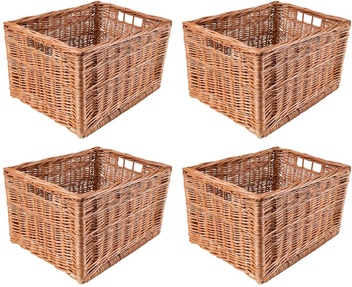 My Ninki ® Handgemaakte Grote Rieten Opbergmand met Handgrepen, Ideaal voor Thuis en Kantoor Organisatie