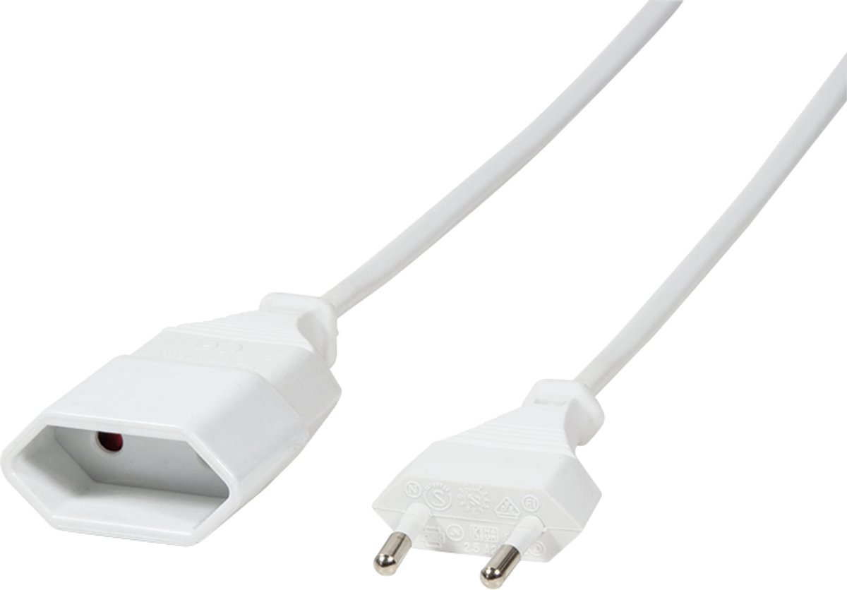 LogiLink CP125 netsnoer Euro CEE 7/16 stekker naar bus, 1m wit