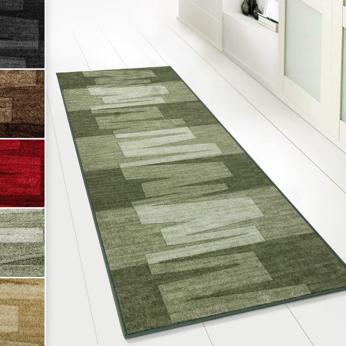 My Ninki ® Stijlvolle en Praktische Tapijtloper voor Hal, Keuken en Woonkamer - Groen, Op Maat Verkrijgbaar
