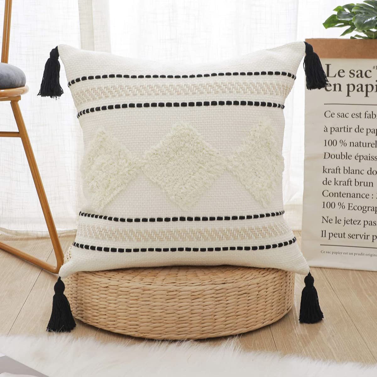 My Ninki ® Kussenhoes Met Kwastjes Voor Moderne Boho Stijl In Huisdecoratie, 45 x 45 cm, Diverse Patronen