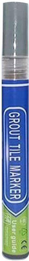 Grijze voegstift met blauw label en witte dop.