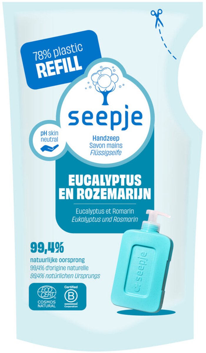 Seepje Handzeep Navulling Eucalyptus met Rozemarijn - 300 ml