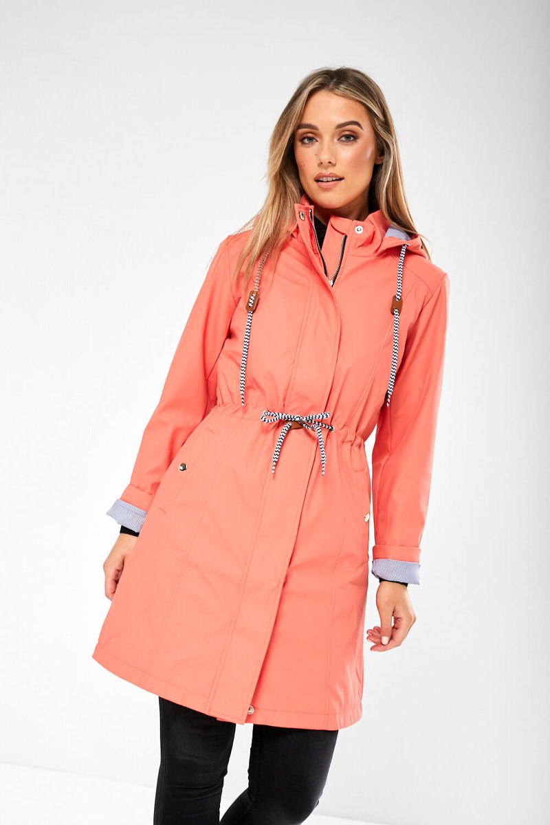 Regenjas dames - Koraal Roze Oranje Regenjas Vrouwen - LongLine - Maat S