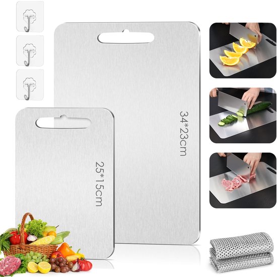 Ruiqas 3-delige Roestvrijstalen Snijplankenset - Heavy Duty Snijplanken Voor Keuken, Verschillende Maten