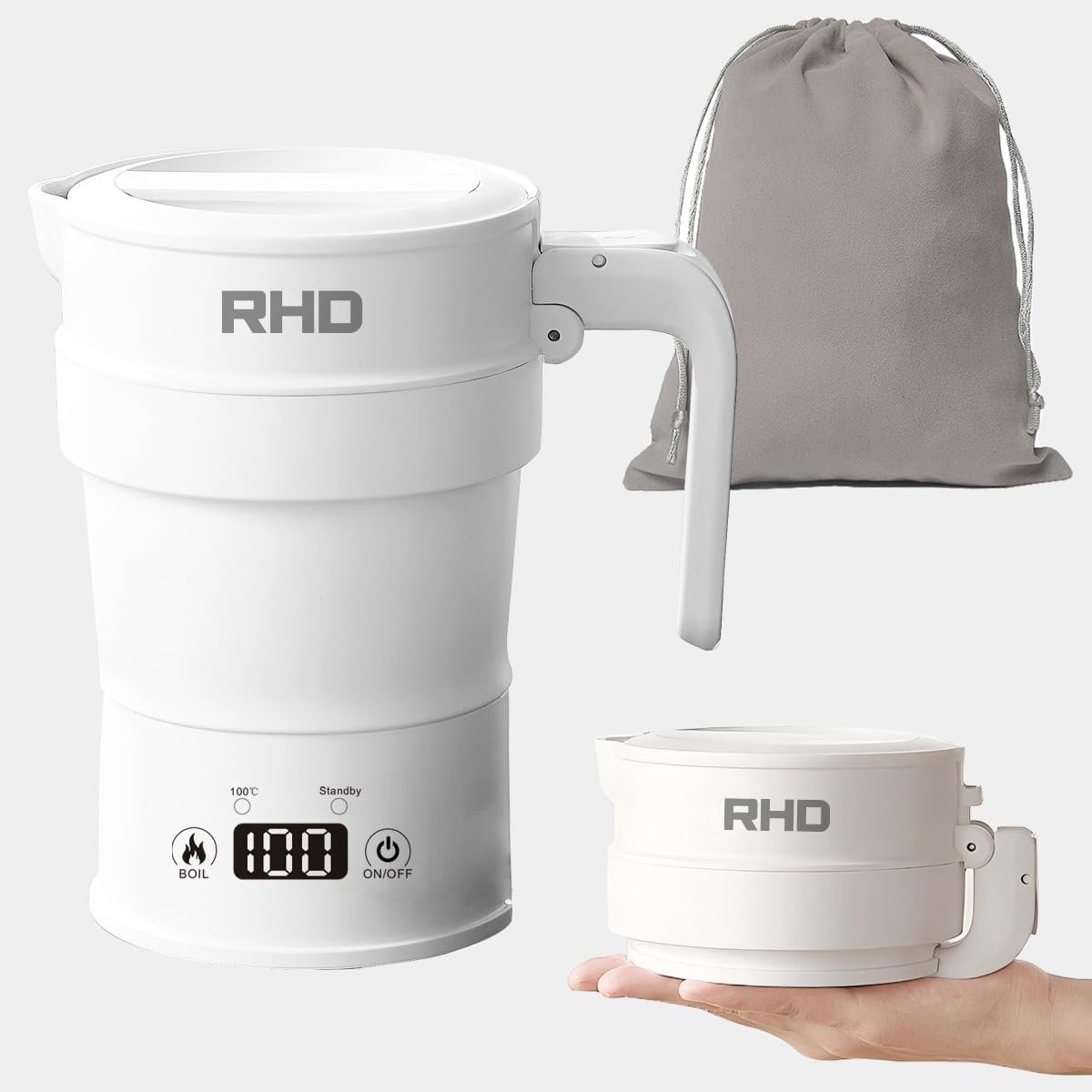 Opvouwbare elektrische waterkoker voor onderweg - Draagbare camping kettle met temperatuurweergave en automatische uitschakeling