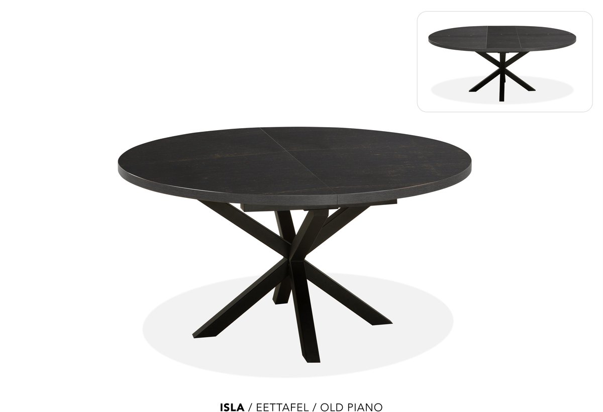Maxfurn - Ronde uitschuiftafel 130/170 | Zeer krasvast | Kleur: Old Piano