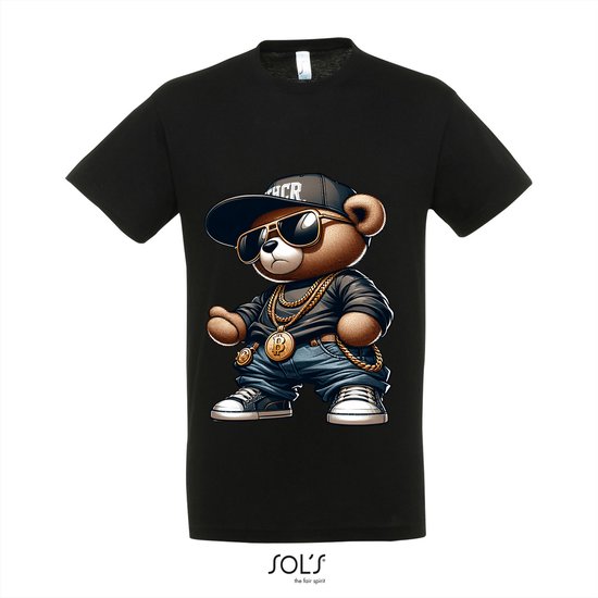 T-shirt 1-196 Gangster Teddy - Zwart, L