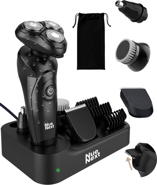 Elektrisch Scheerapparaat Mannen met Trimmer All-in-One - 4D Scheermachine Heren - Neustrimmer - Shaver - Baardtrimmer - Nat & Droog - Oplaadstation - NueNext