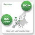 Kaart van Europa met groene locaties en tekst 'Meer dan 100 miljoen tevreden klanten' en '500K+ positieve reviews'.