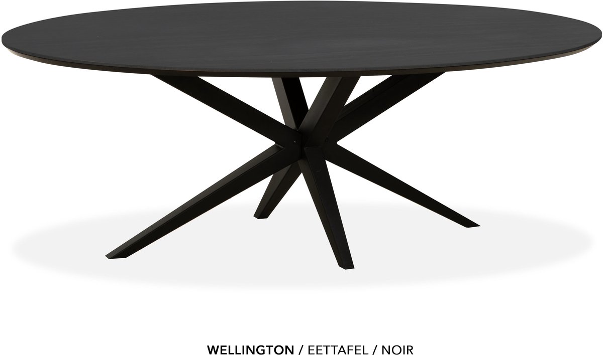Maxfurn Ovale eettafel 200x102cm met verjongde rand | Zeer krasvast | Kleur: Noir