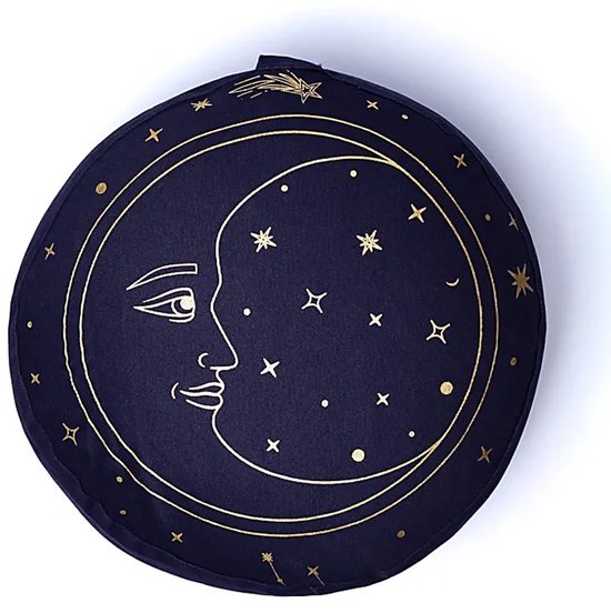 Coussin de méditation lune bleu foncé en coton biologique (OCS)