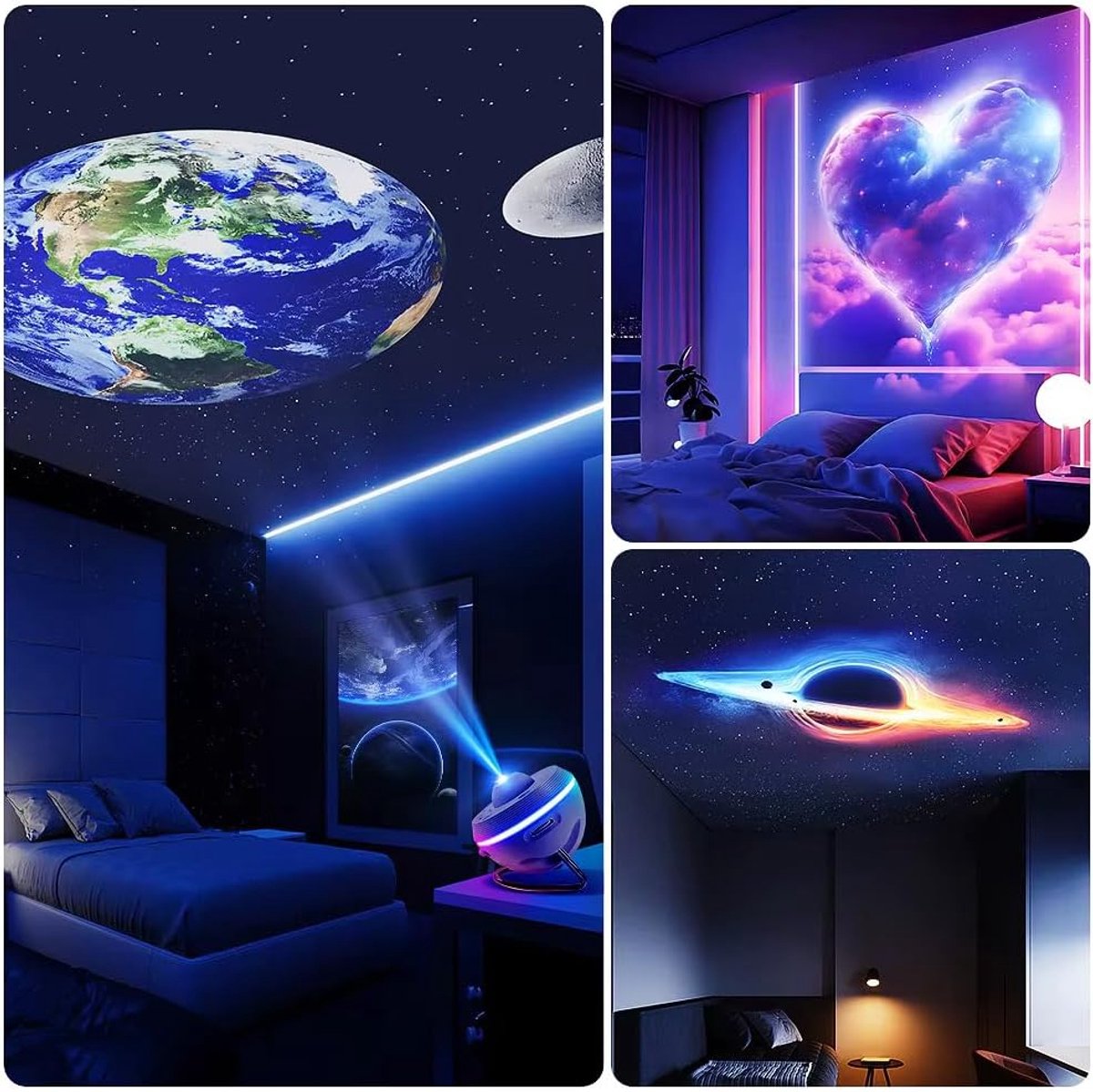 Galaxy Projector - 13 in 1 Planetarium Star Projector - Zonnestelsel Projector voor Kinderkamer Plafonddecoratie - Realistische Sterrenhemel Nachtlamp met Timer, Dynamische Meteoor, RGB Lichteffecten - Wit – foto 4