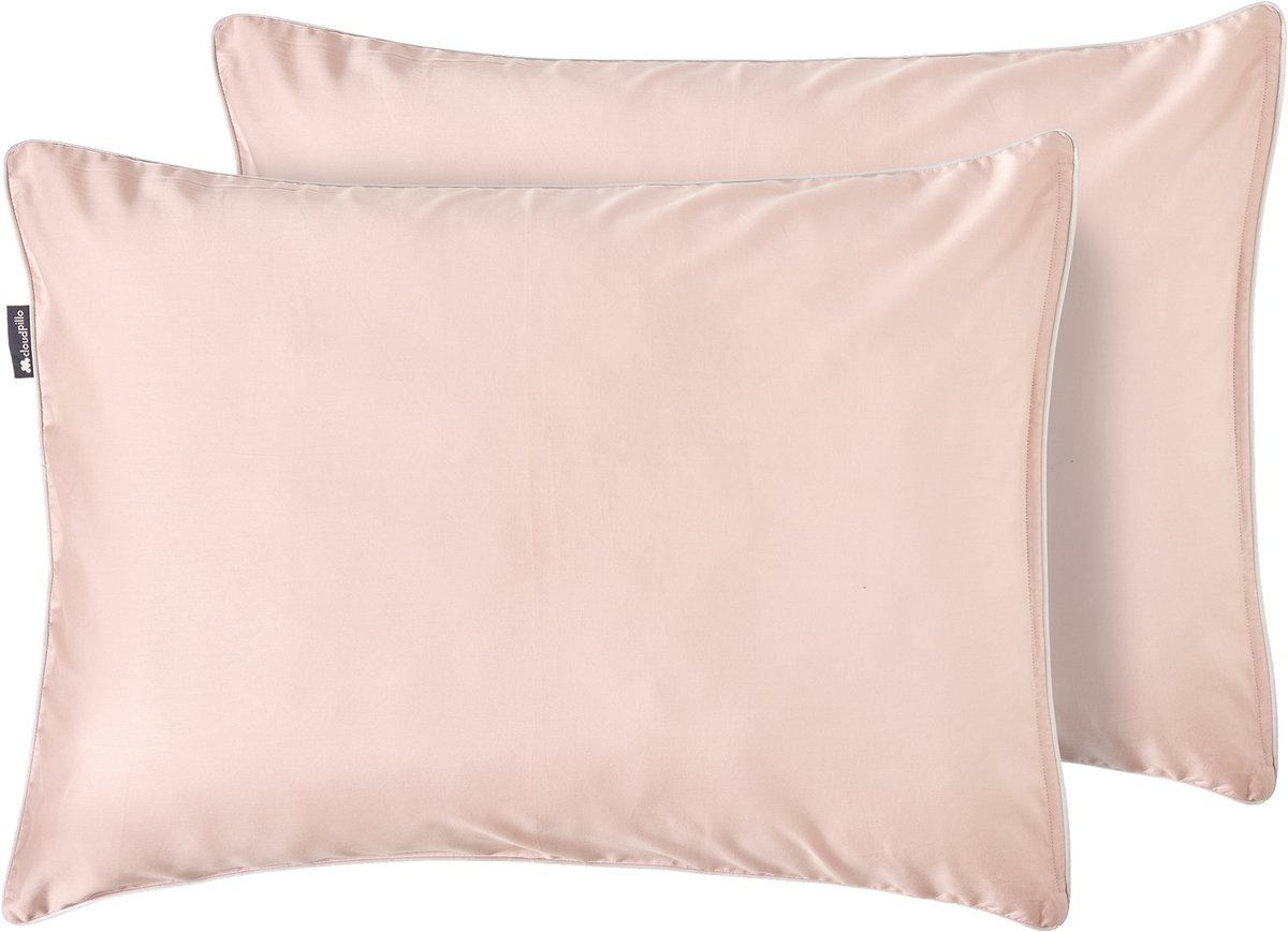 Cloudpillo Duopack Kussenslopen - Set van 2 (55x75 cm) - Luxe Katoen Satijn (300TC) - Breezy Pink - Zijdezacht, Hypoallergeen & Ademend