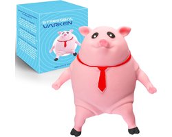 foto van Stress Varken | 15cm | Toy | Fidget | Knijp | Stressbal | Speelgoed | Antistress | Kneed | Pig | Cadeau | Sinterklaas | Grappig | Roze | 3+ | Squishy | Squeeze | Kantoor | Uitrekken | Decoratie |