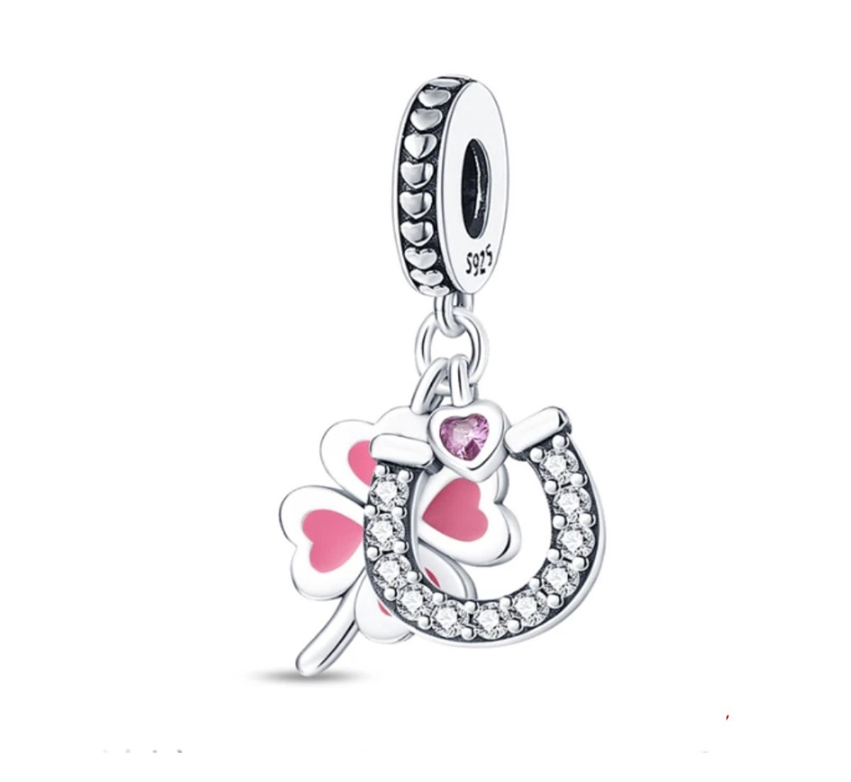 SportPresent® - Hoefijzer - Bedel voor Armband - Geschikt voor armband - Geluk - Paardrijden - Paard - Ruitersport - Klavertje vier - Hoefijzer - Paard - bedel - Charm - Zilver - 925 - Ketting - Bedelarmband - Sleutelhanger - Teamkado