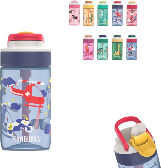 Bouteille pour enfants Kambukka Lagoon 400 ml Police Patrol - avec paille intégrée - bouteille pour enfants - gobelet pour l'école