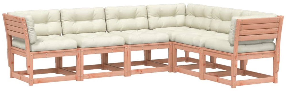 The Living Store 6-delige Loungeset met kussens massief douglashout - Loungeset - Tuinset - Houten Lounge - Buitendecoratie - Loungebank