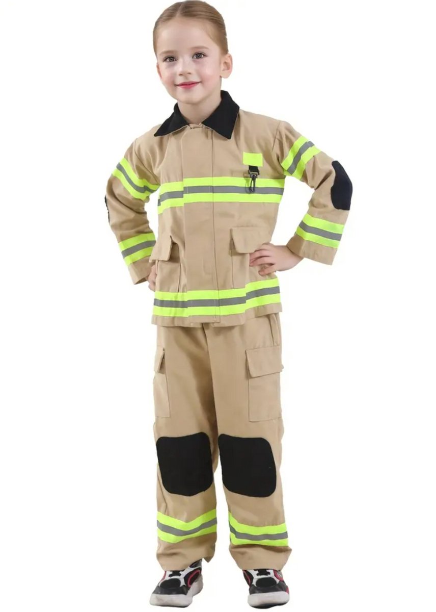 Joya Kids® Brandweer kostuum kind Bruin Geel | Brandweerpak kinderen | Carnavalskleding | Carnaval kostuum | Jongen | Maat XS | 3 tot 4 jaar — afbeelding 11