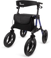 Rollator Rebel - Outdoor rollator met grote luchtbanden - Rollator opvouwbaar voor buiten met grote wielen - Inclusief tas, stokhouder en rugband - Blauw