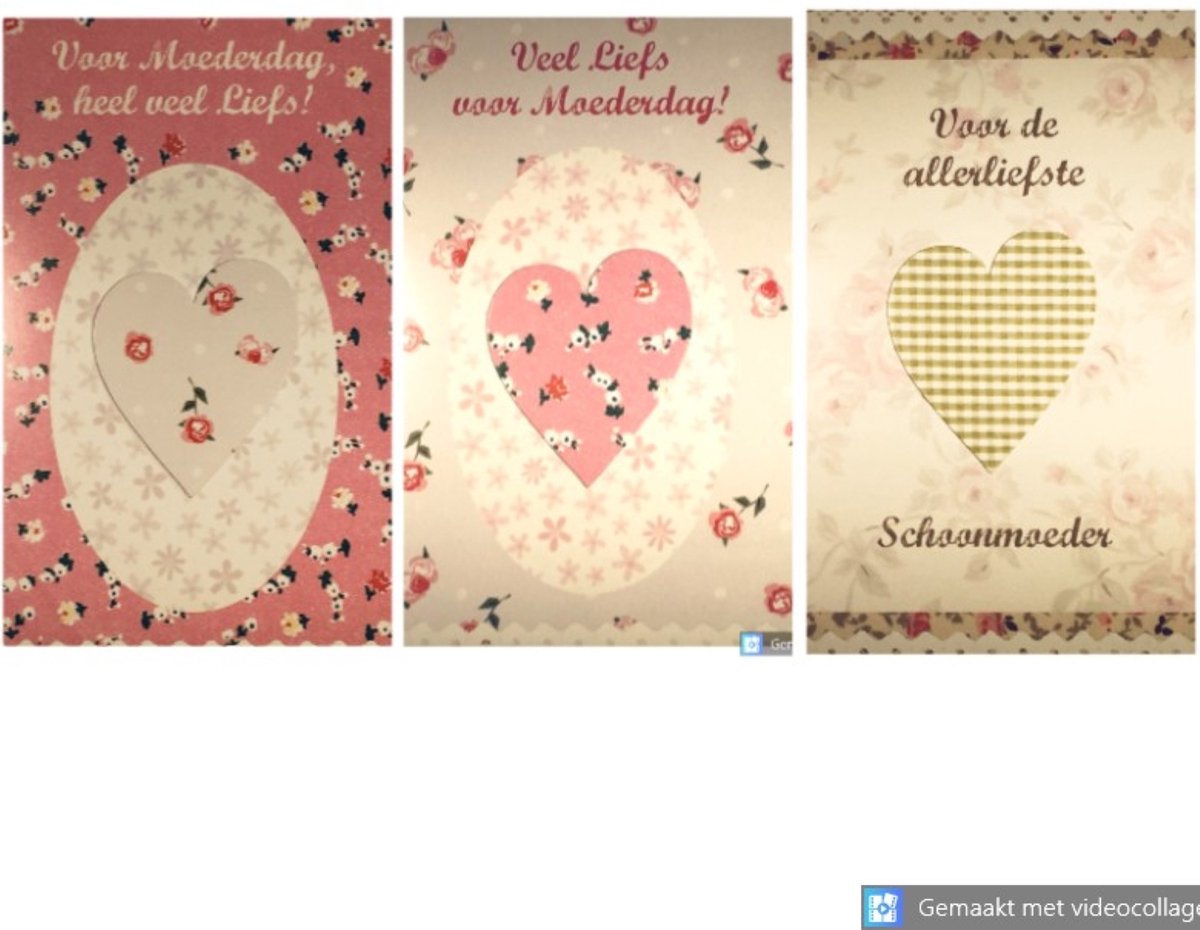 5 Luxe Moederdag Wenskaarten - Moeder Mama Schoonmoeder Wens Kaart - 3 Motieven - Touche Cards - Met Envelop - 16.5x11.5cm - Muttertag Fete des Meres Mother's Day