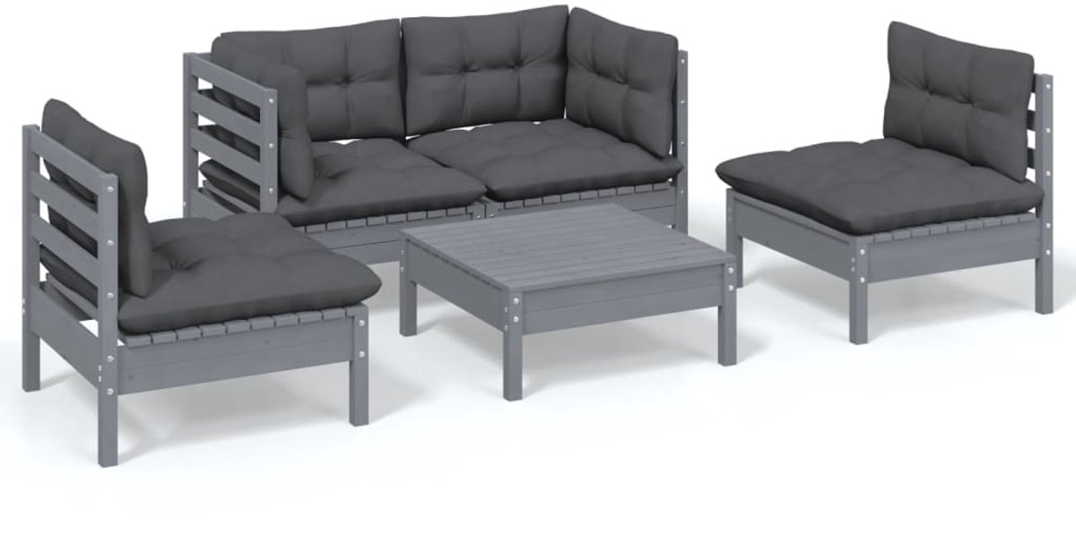 The Living Store 5-delige Loungeset met kussens massief grenenhout - Loungeset - Tuinset - Houten Lounge - Grenenhout - Loungebank The Living Store 5-delige Loungeset met kussens massief grenenhout - Loungeset - Tuinset - Houten Lounge - Grenenhout - Loungebank - Afbeelding 1