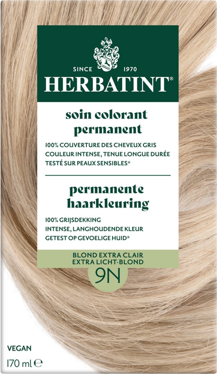 Herbatint 9N Honing Blond – permanente vegan haarkleuring – Met 8 plantenextracten – 170 ml