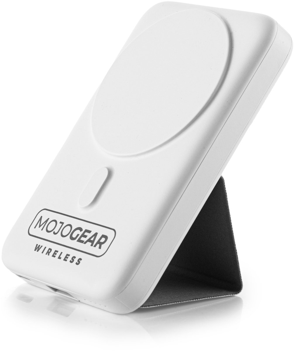 MOJOGEAR Wireless MagSafe powerbank 10.000 mAh - Magnetisch en Draadloos voor Android en iPhone - Met standaard - Wit