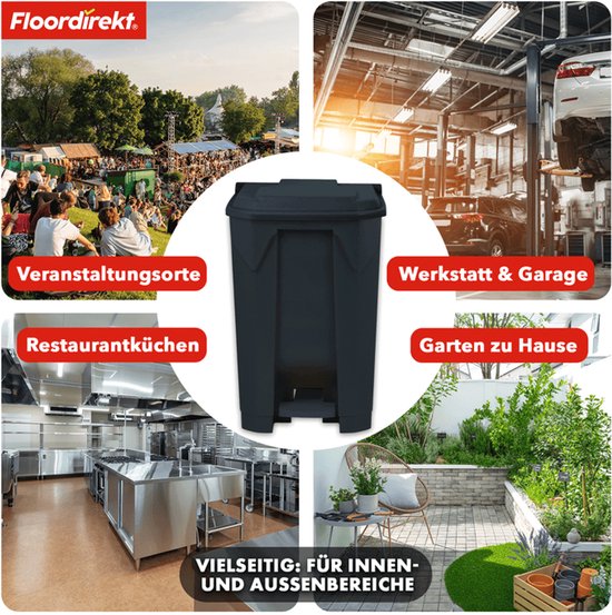 casa pura Vuilnisbak met deksel voor keuken en kantoor, afvalscheidingssysteem, pedaalemmer met Step On-mechanisme, Olaf prullenbak (50 liter, grijs