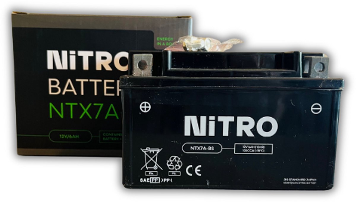 Accu Nitro YTX7A-BS onderhouds vrij GY-6 China 4-Takt