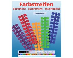 Stickit kleurenassortiment enkel-puntjes, per kleur 10 strips met puntjes, kleuren 601-624, ca. 4800 steentjes, ook geschikt voor Ministeck