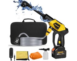 Draadloze Hogedrukreiniger 650PSI - 25V 3000mAh met 6-in-1 Verstelbaar Mondstuk voor Auto, Hek, Vloer en Terrasreiniging
