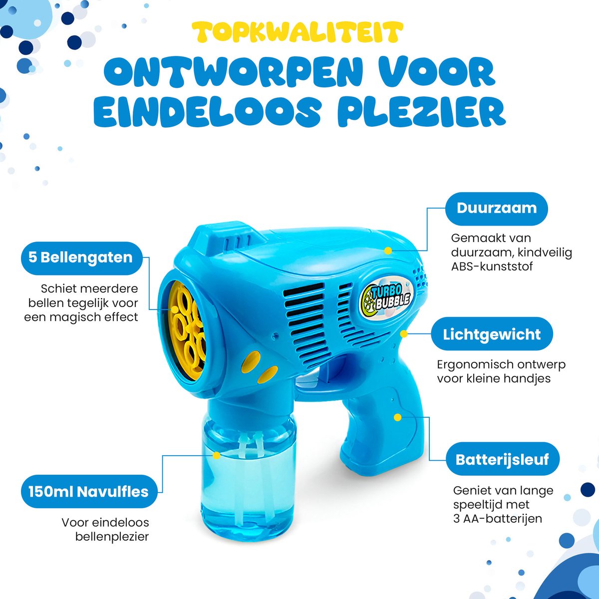 CosmoToys Bellenblaas Pistool – 2 STUKS – Bellenblaasmachine – Speelgoed voor Onderweg - Navulling – Uitdeelcadeaus – Blauw en Roze — afbeelding 4