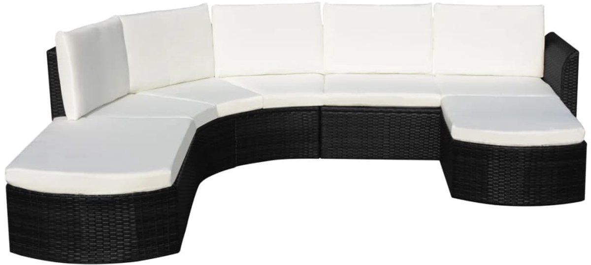 The Living Store 4-delige Loungeset met kussens poly rattan zwart - Lounge Set - Tuinset - Buitenmeubel - Ratan Meubilair - Zwarte Lounge Set
