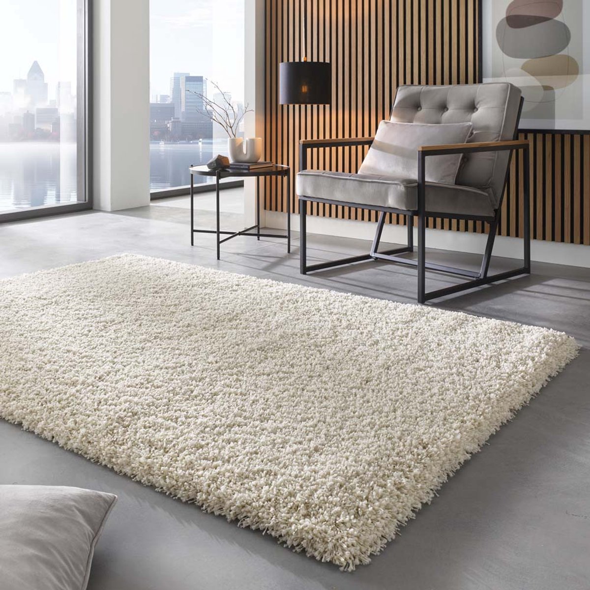 Hoogpolig vloerkleed - Shaggy Prime crème 80x150 cm