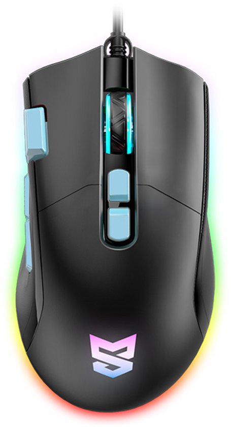 Sunsonny S-M10PRO Bedrade Gaming Muis 7200 DPI - Zwart - RGB Rechtshandige Gaming Muis