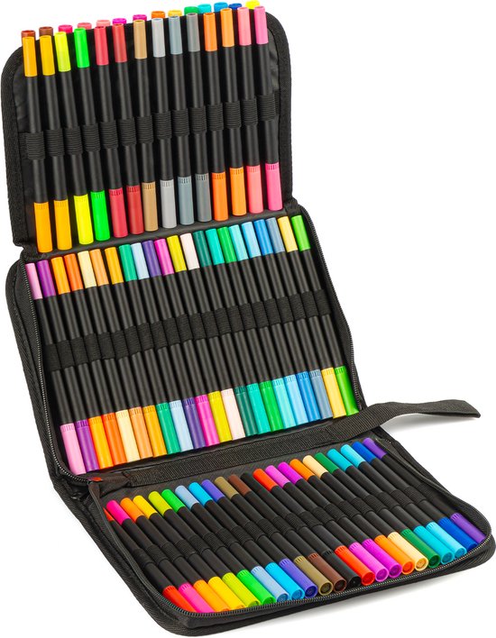 Brushpennen Dual Tip Twinmarkers Fineliners en Penseelstiften - Perfect voor Bullet Journaling, Handlettering en Aquarelkunst - 72-delige Set