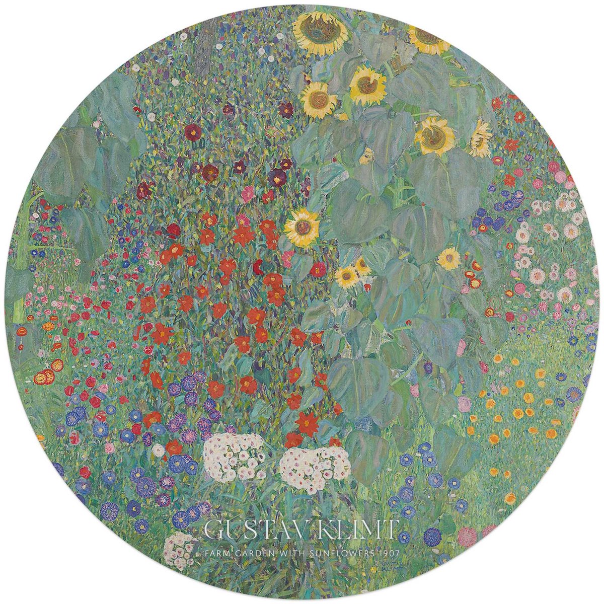 Glasschilderij Gustav Klimt - Boerderijtuin - Ø 70 - Glas - REINDERS