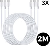 USB-C Oplaadkabels - 3 Stuks - 2M - 100W - Geschikt voor iPhone 16, iPhone 15, MacBook - 3x USB C naar USB C Kabel - WiseQ