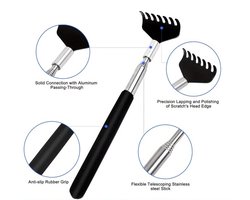 Actie4you® - Stevige Uitschuifbare Ruggenkrabber - 56 cm - Stevige ruggenkrabber - Rugkrabber - Zwart