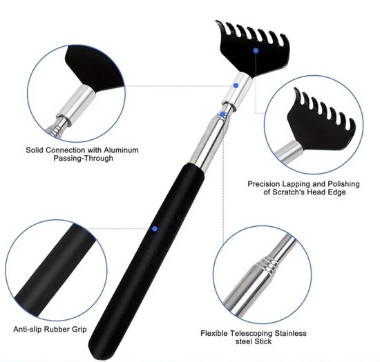 Actie4you® - Stevige Uitschuifbare Ruggenkrabber - 56 cm - Stevige ruggenkrabber - Rugkrabber - Zwart