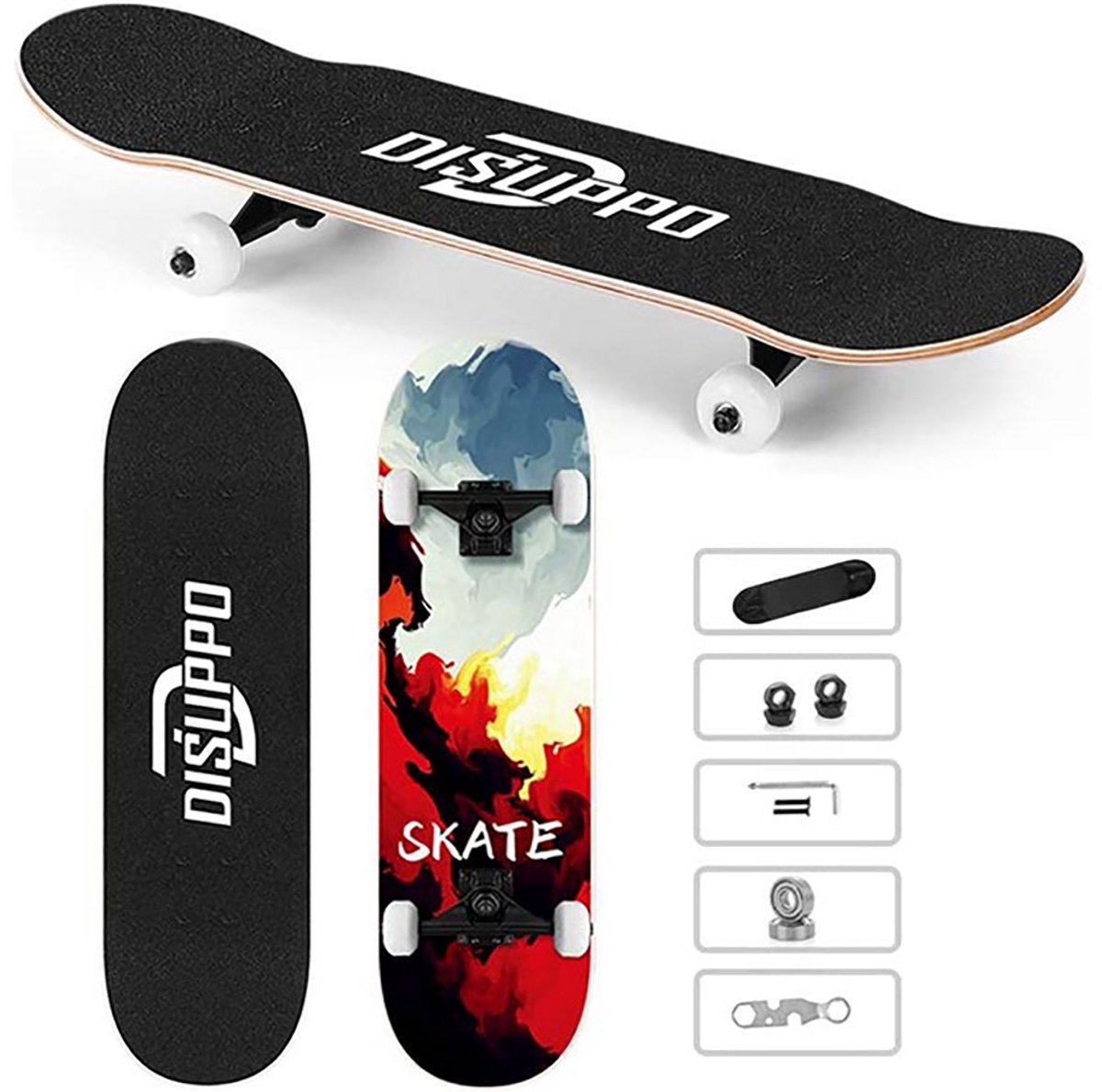 Disuppo Skateboard “SKATE” incl. Rugzak Meer Kleurig