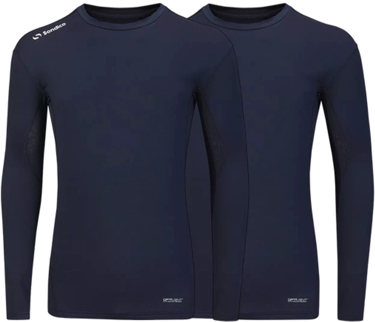 2-Pack Sondico compressie lange mouw sportshirt - heren - Navy - maat XXL