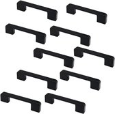 Aluminium Design Handgreep Zwart - Set van 10 Stuks - Handgreep Badkamer - Handvaten Kast - Handgreep Kast - Handgreep Keukenkastjes - Handgrepen voor Deurtjes - 96 mm - 10 Stuks