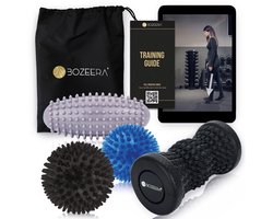 BOZEERA Voetmassage Roller Set - Voetroller - Spiky Massageballen - Ovale Massage Bal - Triggerpoint Bal - Plantar Fasciitis - Massageroller Set (4stuks) - Inclusief Video Poster & Tas