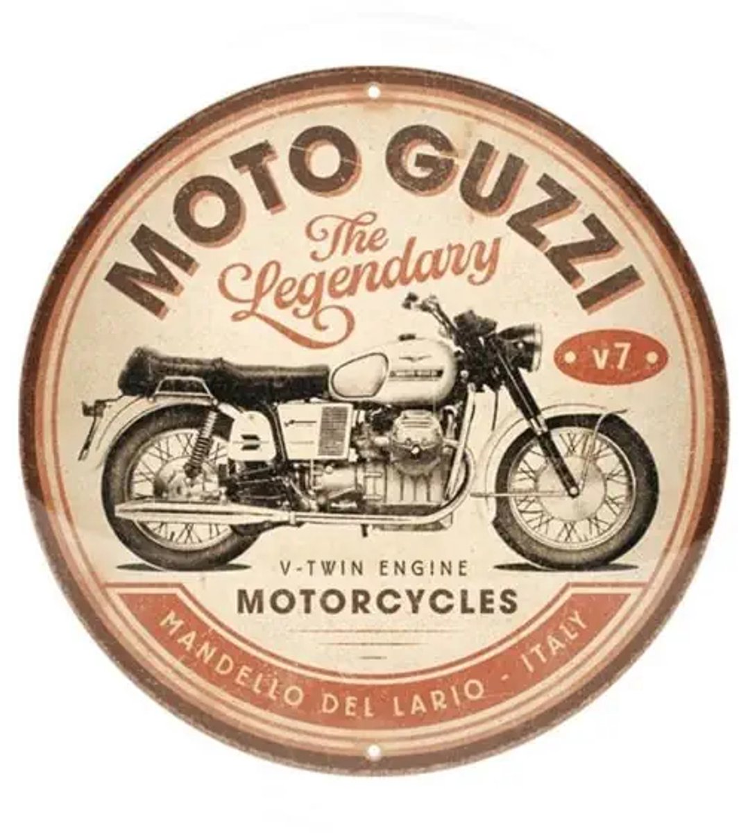 Rond Metalen bord 35cm Moto Guzzi
