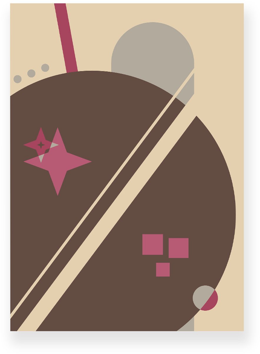 Yisual Poster 30x40 cm - Abstracte Discobal - Roze - Donkerbruin - Beige - Abstract - Vintage - Muurdecoratie - Wanddecoratie