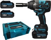 Bol.com Slagmoermachine 1000NM Slagmoersleutel - LED - 2 Accu's & Lader + Opbergkoffer & Dop 17 aanbieding