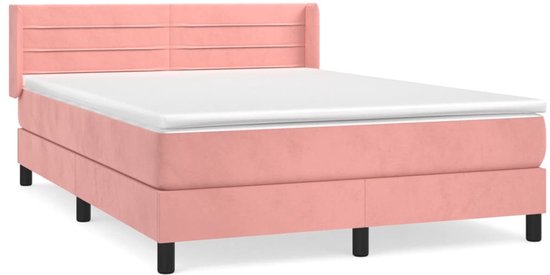 vidaXL Boxspring avec matelas Velours Rose 140x190 cm - Boxspring - Sommiers - Lit - Meubles de couchage