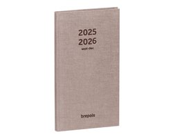 Brepols agenda 2026 - 16Maanden - Interplan - NATURE - Schoolagenda - 1 week op 2 pagina's - Linnen omslag - Weekoverzicht - Beige - 9 x 16 cm - september 2025 tm december 2026