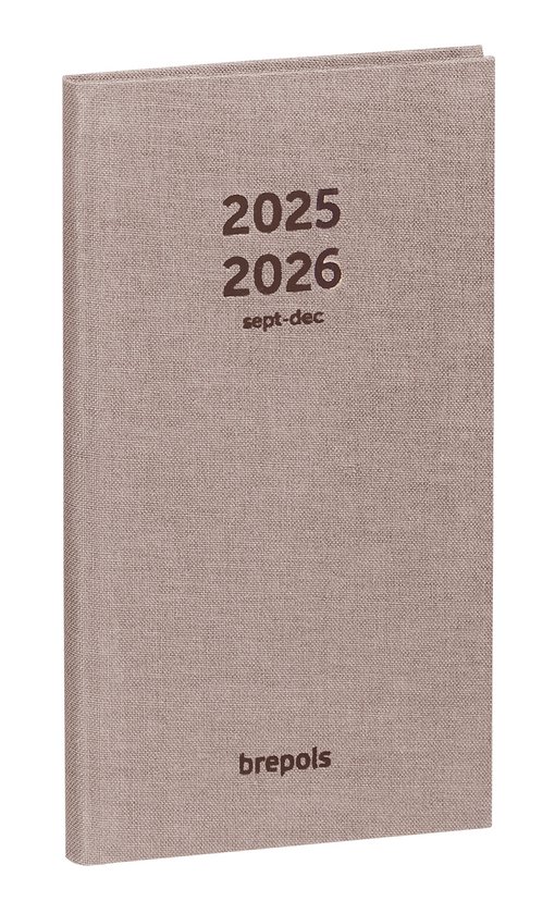 Brepols agenda 2026 - 16Maanden - Interplan - NATURE - Schoolagenda - 1 week op 2 pagina's - Linnen omslag - Weekoverzicht - Beige - 9 x 16 cm - september 2025 tm december 2026